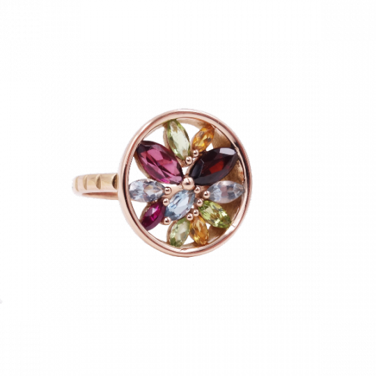 Bague multi pierres or rouge